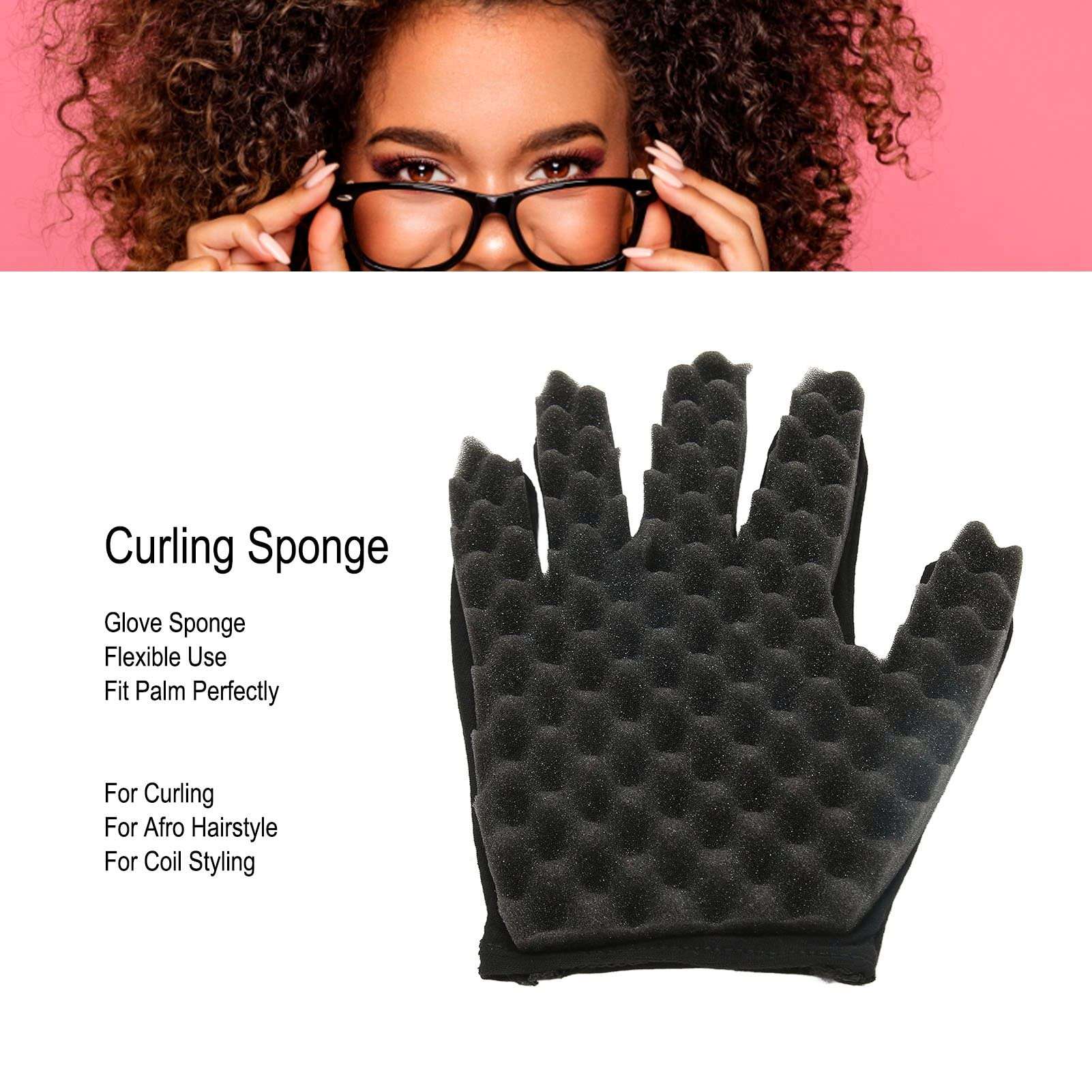 Hair Sponge Glove, Magic Curly Barber Curling Sponge Glove, Afro Coil Flexible Portable Hair Sponge, Brush Styling Tool Hair Brush Sponge Glove, 5