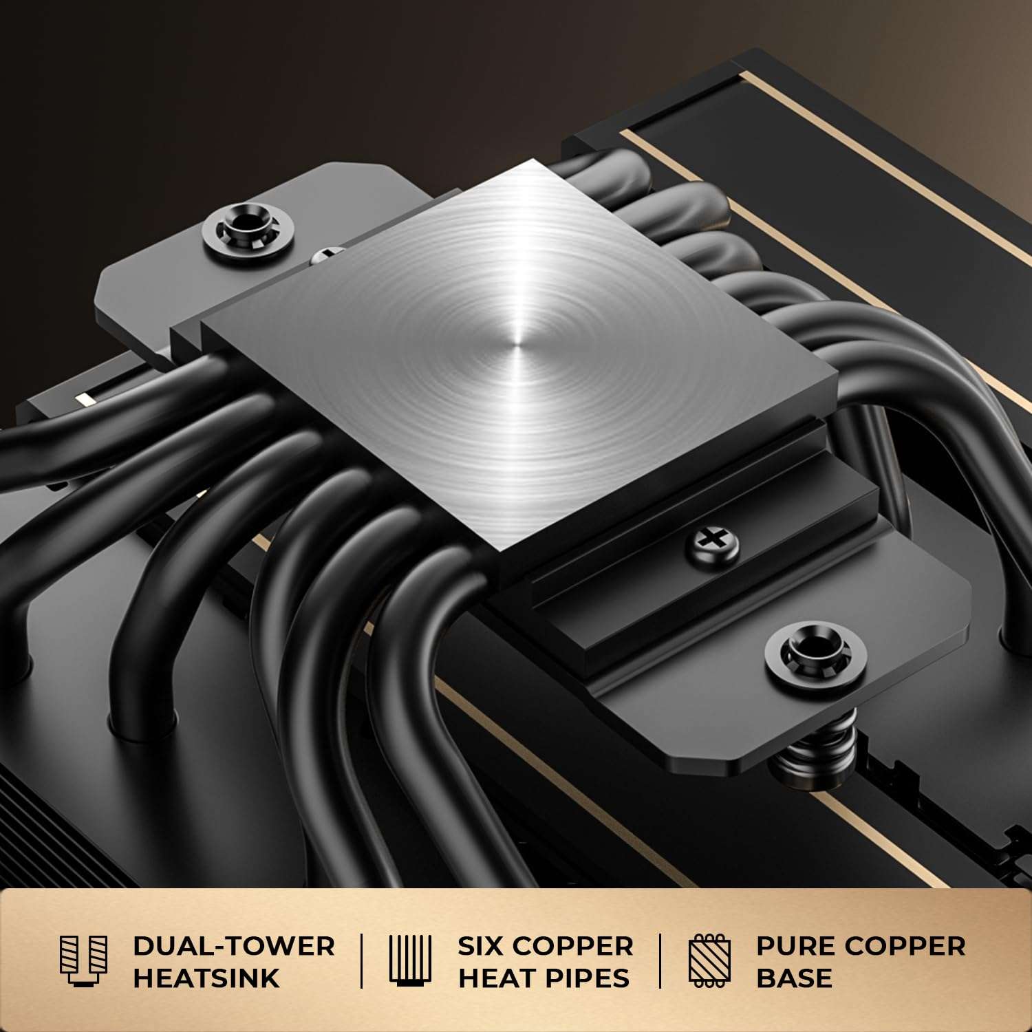 ID-COOLING FROZN A620 GDL Limited Edition Dual-Tower Air CPU Cooler, 6 Heatpipes, Dual 120x120x27mm FDB Fans, Black CPU Cooler with Golden Lines Decorated, Support LGA1851/1700/1200/115X; AMD AM5/AM4 3