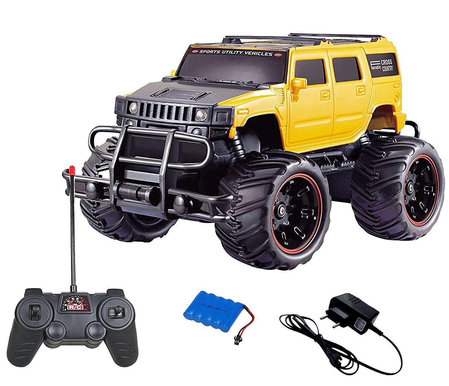 Popsugar Rubber Monster Truck with Remote Control, Pack of 1, Black & TPR Rubber RC Car, Yellow, 3 Years 5