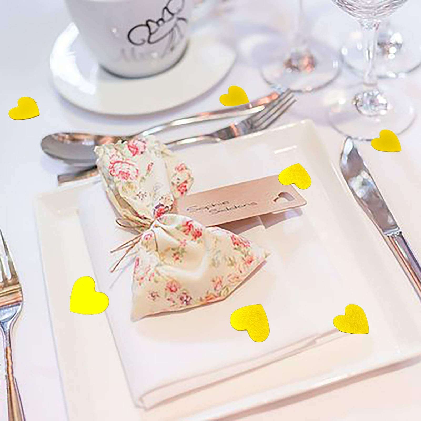 Heart Confetti Valentine's Day Table Confetti Metallic Foil for Party Wedding Happy Birthday Baby Showe Bridal Shower Festival Theme Party Decorations Supplies(Gold) 5