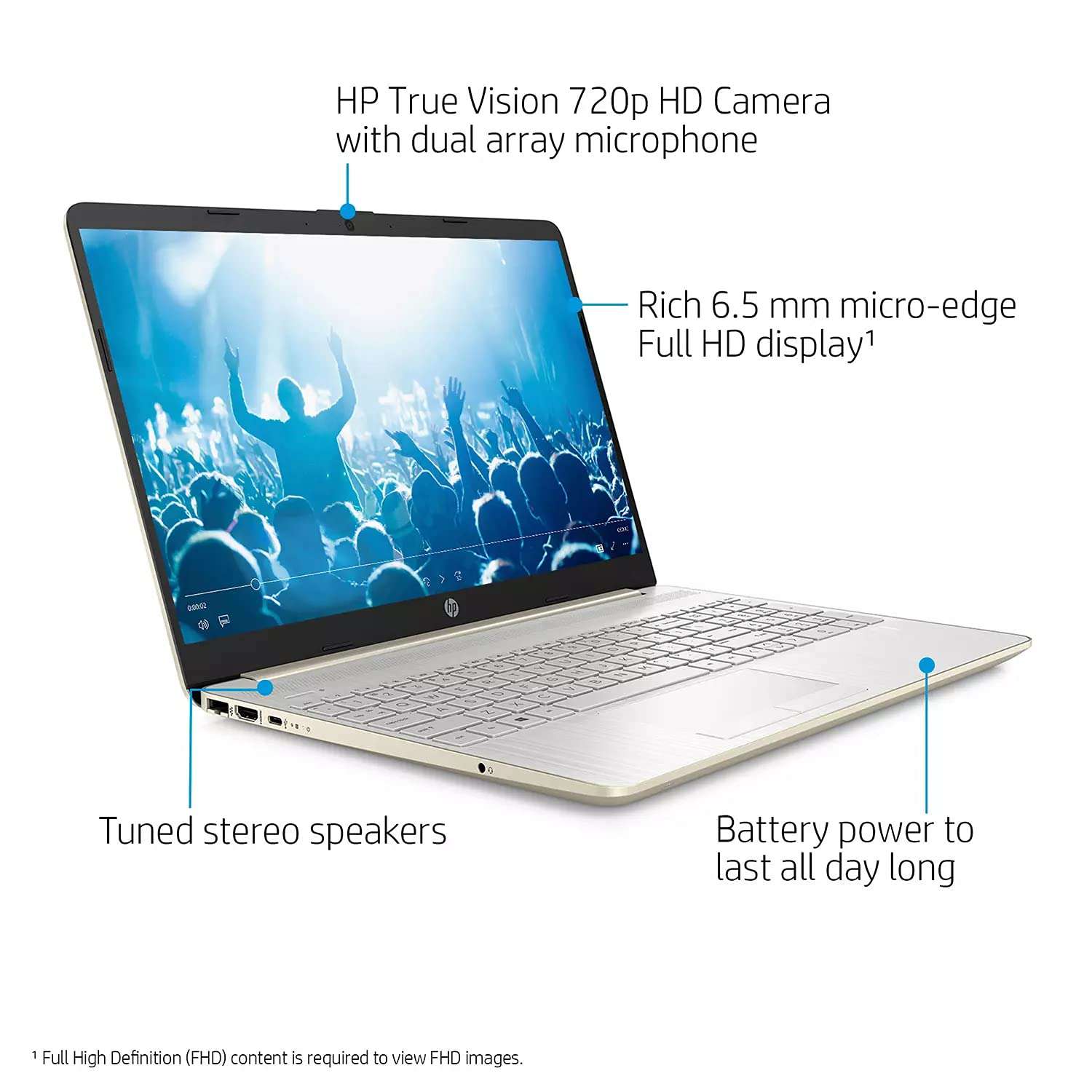 2022 HP 15.6" FHD Laptop PC Intel 11th 4-Core i5-1135G7 16GB DDR4 RAM 512GB NVMe SSD Intel Iris Xe Graphics Webcam HDMI WiFi AC RJ45 BT USB-C Backlit Keyboard Gold Windows 10 Pro w/RE Accessories 2