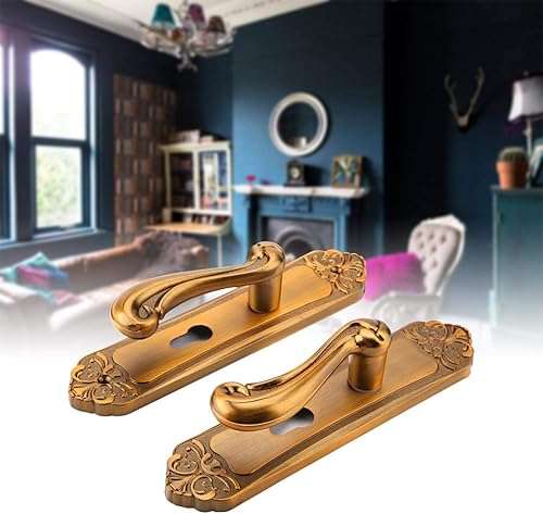 Room Door Handle, Chacerls Door Lock Handle Vintage European Style Aluminium Alloy Room Interior Door Lock Handle Furniture Hardware 3