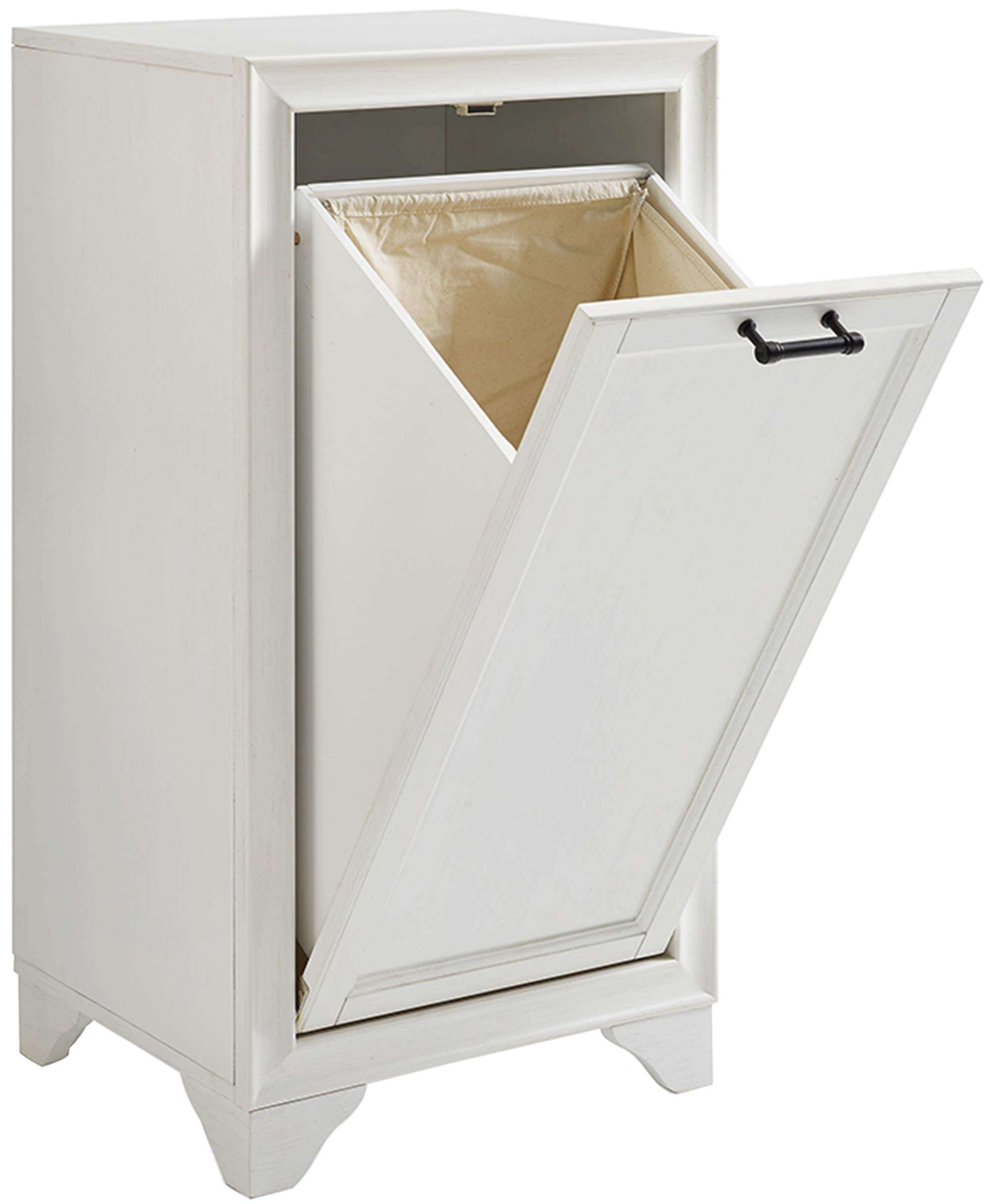 Crosley Furniture Tara Laundry Hamper with Linen Sorting Bag, Bathroom Storage and Organization, Vintage White 1