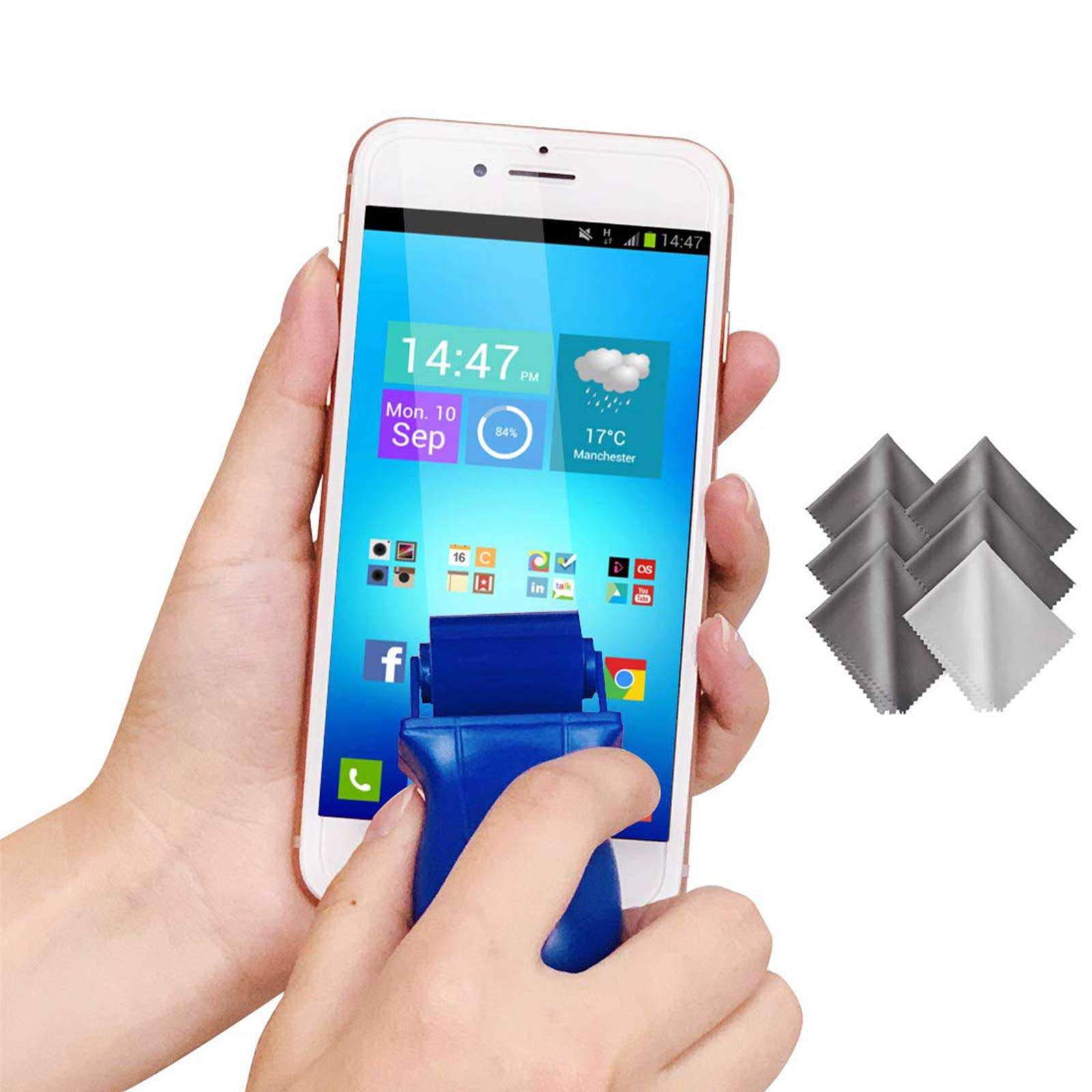 Record Cleaner kit Anti-Static Viscous Silicone Record & Microfiber Cleaning Cloth - for Vinyl Record, iPhone, iPad, Tablet, TV, Clothes, Glasses, Monitor etc, Washable & Reusable – Navy Blue 1