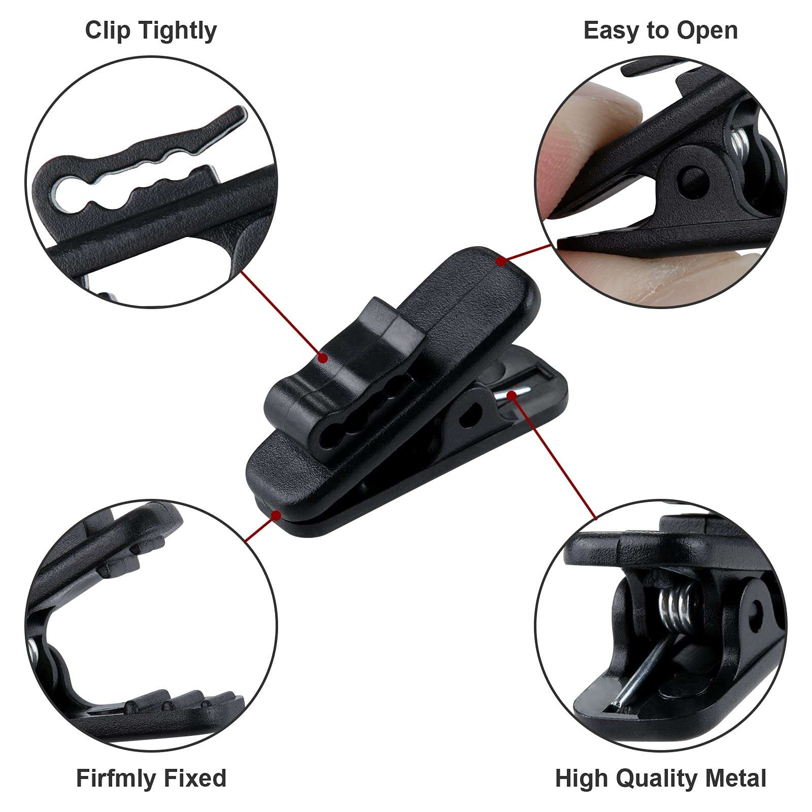 MUZHI Headphone Clip,Small Cable Clothing Clips,Earbud Clip to Keep Earphone/Microphone Cord in Place for 1.5mm Wire Diameter Round Wire Earphone 1 Inch Length,20Pcs (Black) 3