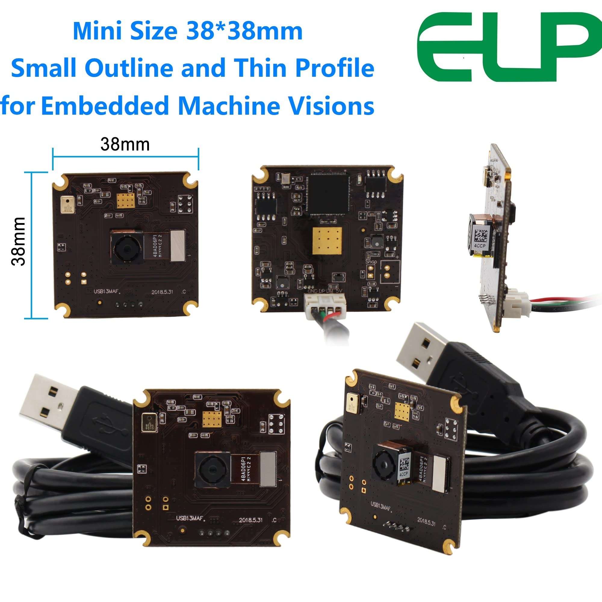 ELP 13mp Autofocus USB Camera Module with Microphone 75degree No Distortion Lens Mini UVC USB2.0 Video Audio Webcam Board IMX214 Free Driver Lightburn Camera for Computer, Raspberry Pi, Jetson Nano 6