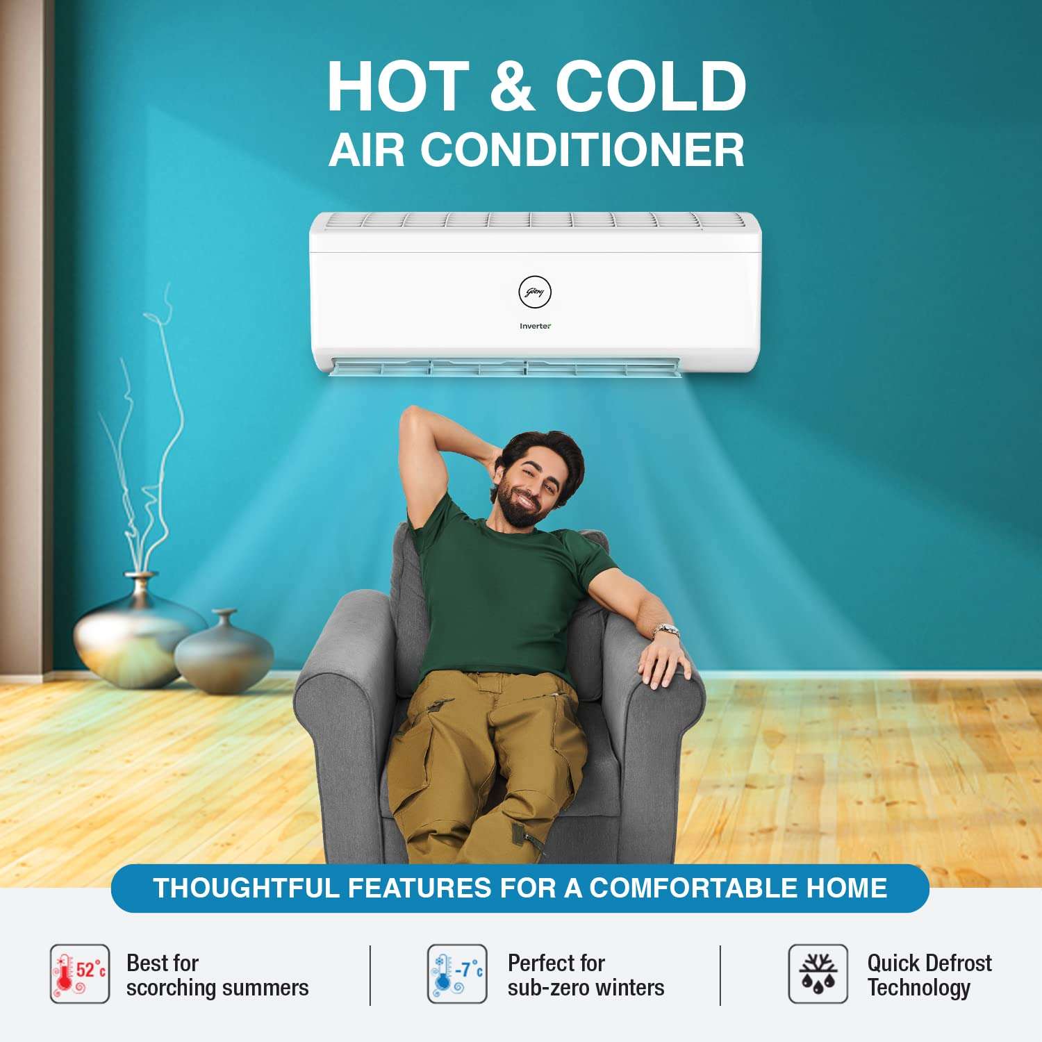 Godrej 1.5 Ton 3 Star Hot & Cold Inverter Split AC Model 2023 (100% Copper, AC 1.5T SIH 18ITC3-WWR, White) 5