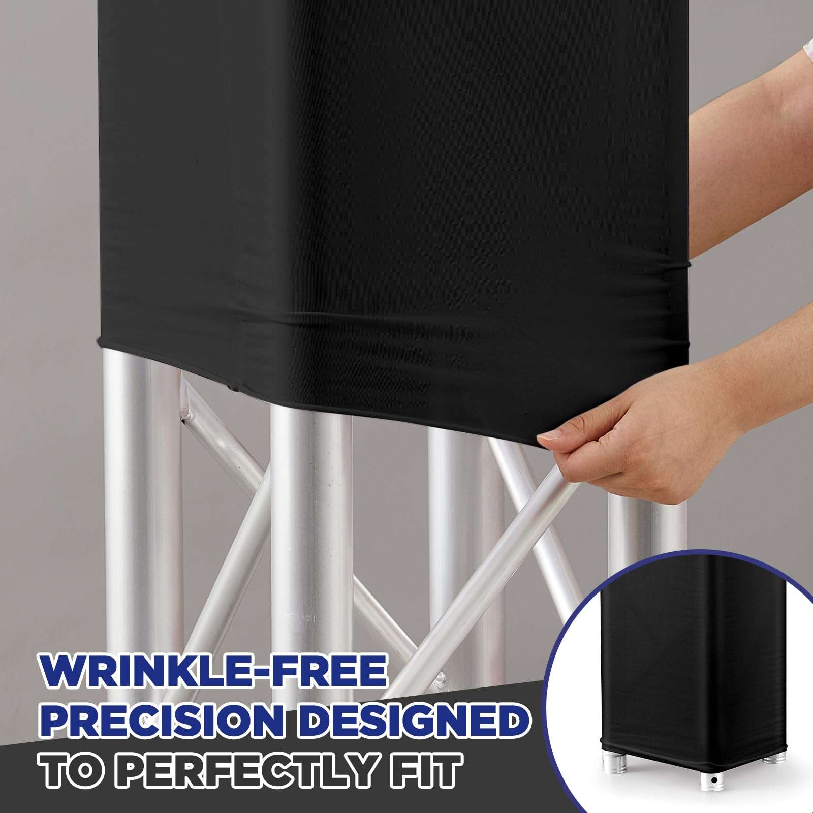 4 Pcs Truss Cover Fits Fit 8 ft x 12 in Box Truss Scrim Elastic Fabric Seamless Integration Easy Installation Pull over Sleeves(Black) 6