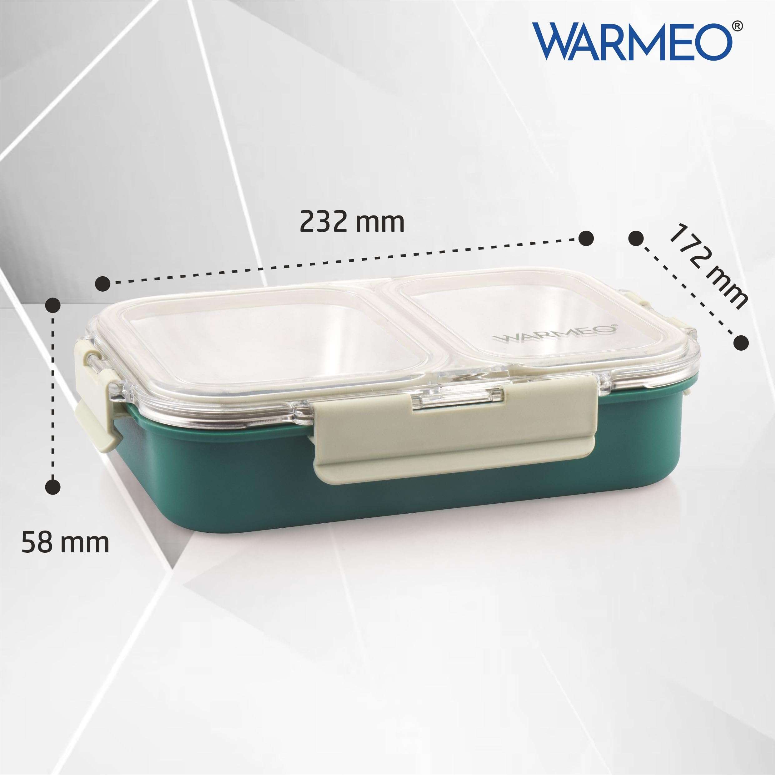 WARMEO BENTO Microwave-Safe Stainless Steel Lunchbox with 2 compartments,bpa Free,Perfect for Office, School, Travelling,750ml-Green 5