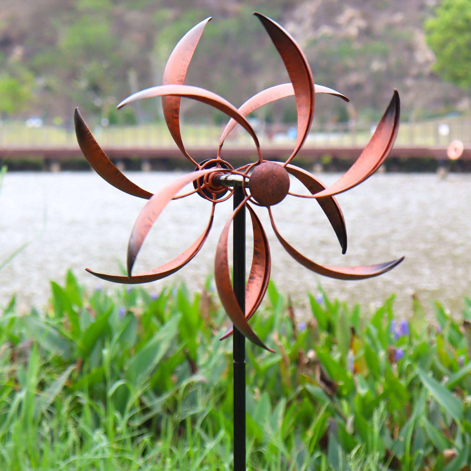 Wind Spinner Outdoor Metal Wind Sculptures 360 Degrees Wind Spinners for Yard and Garden 4