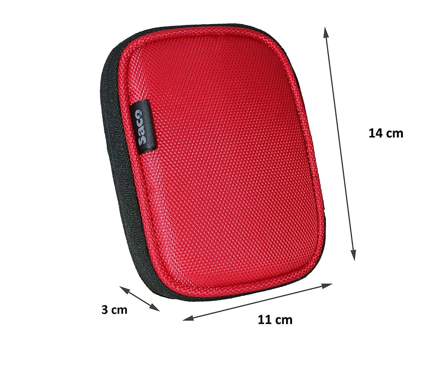 Saco External Hard Disk Protector Pouch Cover for Seagate FreeAgent GoFlex 500GB Kit - (Red) 5