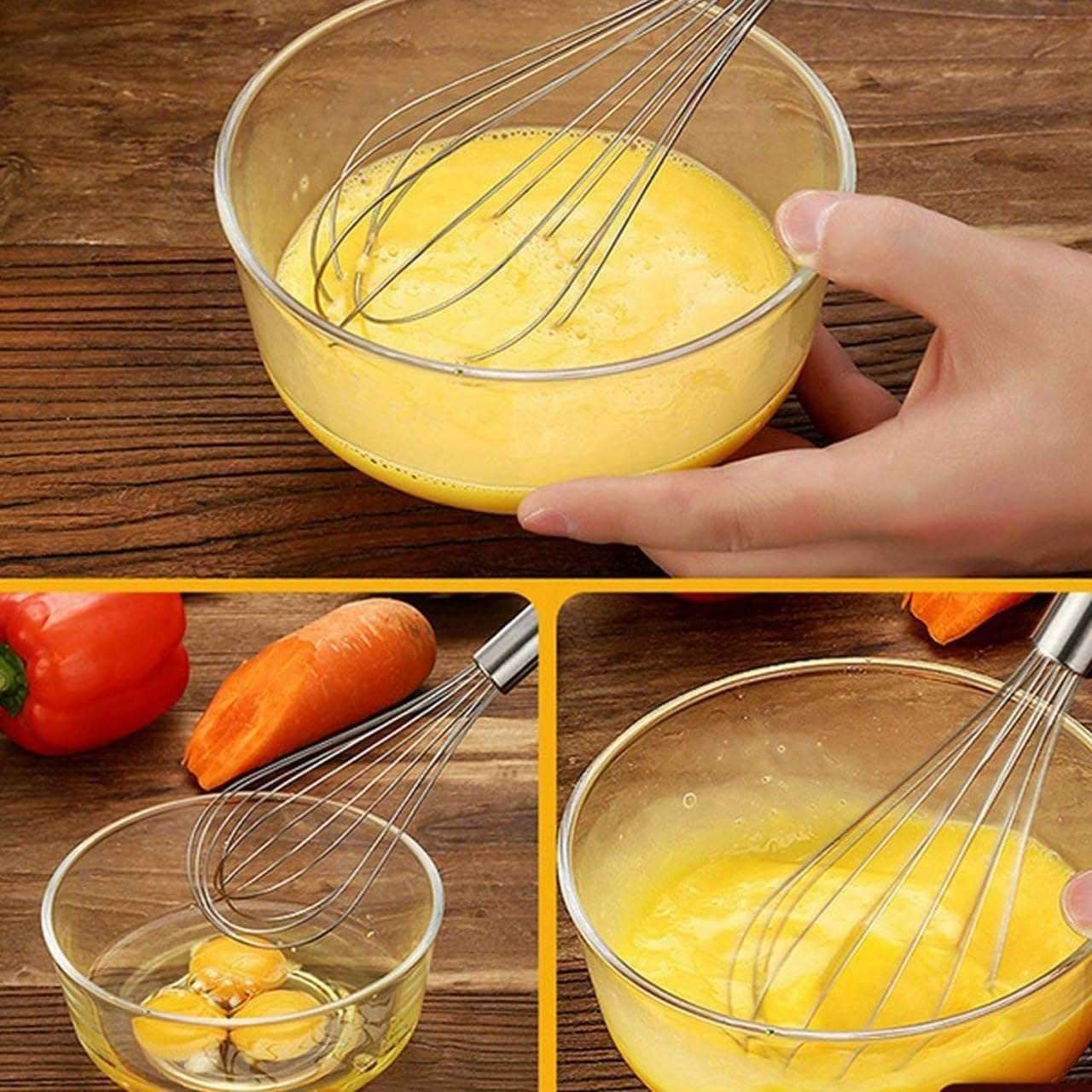 Whisks for Cooking, 3 Pack Stainless Steel Whisk for Blending, Whisking, Beating and Stirring, Enhanced Version Balloon Wire Whisk Set, 8"+10"+12" Wire Whisker, Egg Beater, 5
