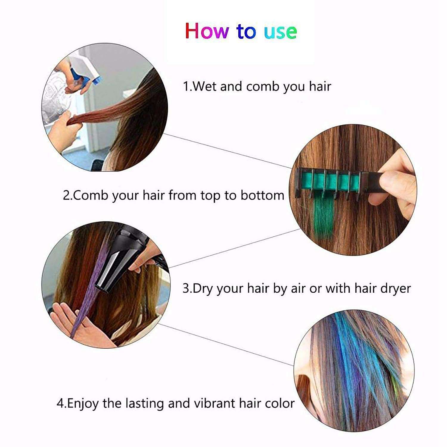 Ekan Temporary Hair Coloring For Kids And Adults Set Of 5 4