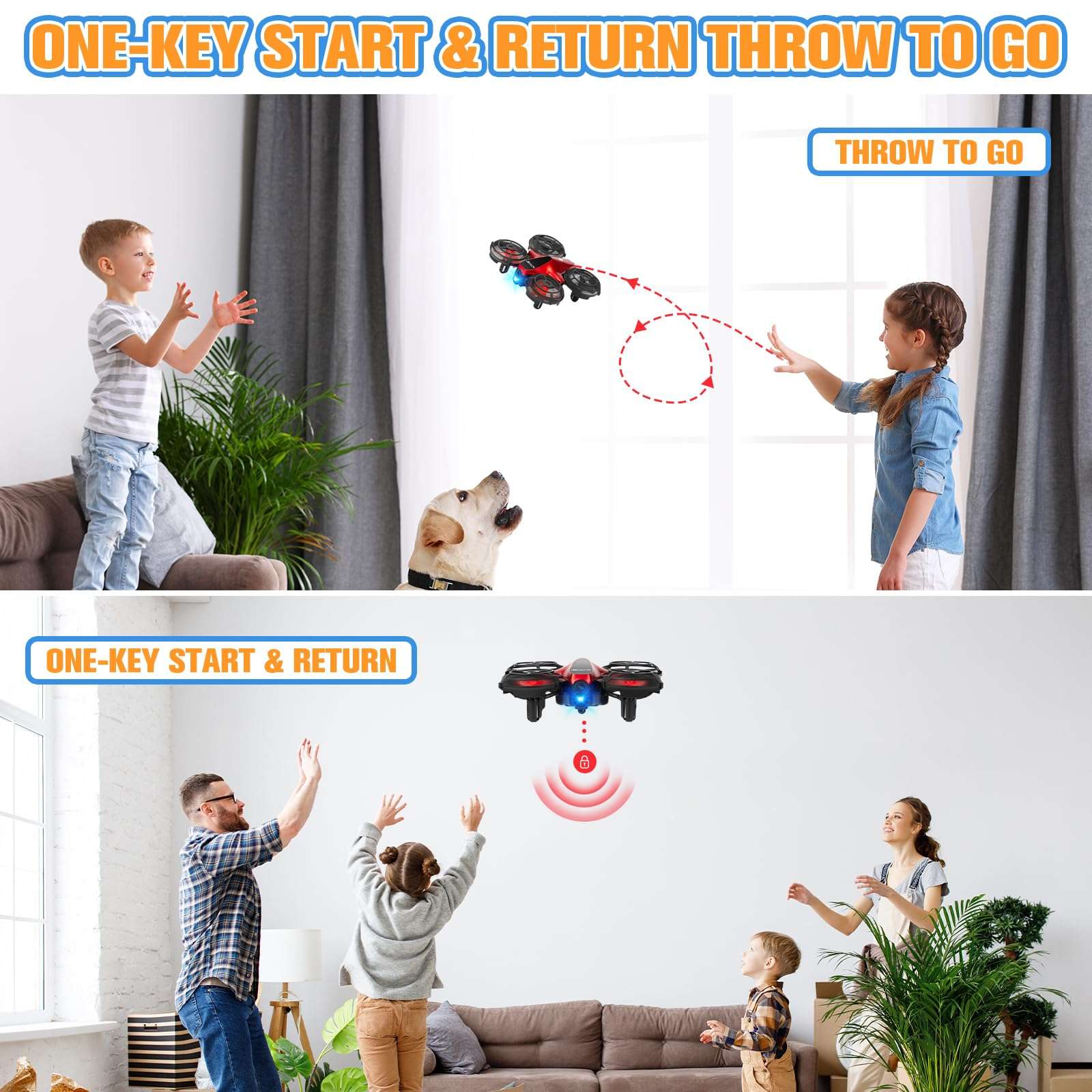 Drones for Kids,Drrntr Mini Drone - Kids Drone with 3D Flip, Auto Hovering,Rc Drone for Kids 8-12 with Headless Mode, 2 Batteries - Indoor Quadcopter,Flying Toys Gifts for Boys and Girls 4