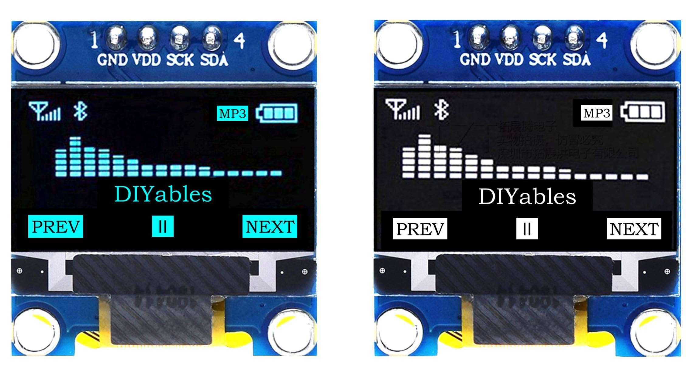 0.96 Inch OLED Display I2C Module, 128x64, 2-Pack (1 Blue + 1 White), SSD1306 Driver – Compatible with Arduino, ESP32, ESP8266, Raspberry Pi 1