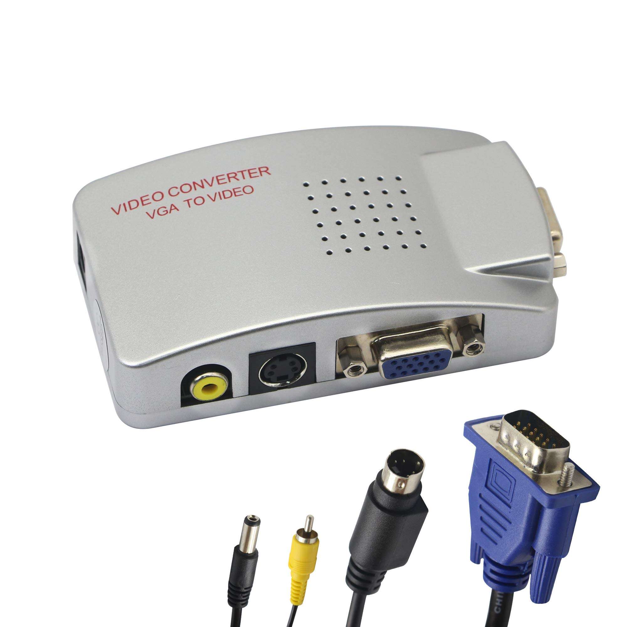 GINTOOYUN VGA to RCA Adapter,Composite VGA to Video,S-Video Converter,for HDTV, Monitors, Laptop, Desktop, PC. 1