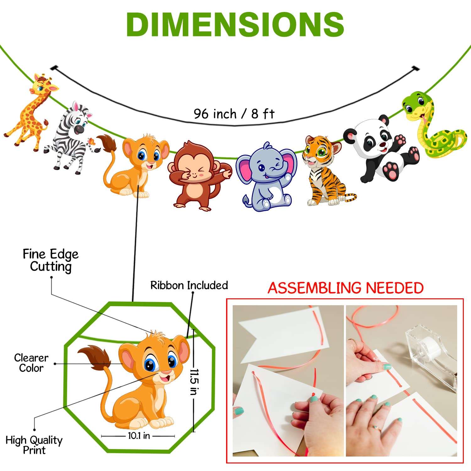 Zyozique Jungle Safari Happy Birthday Decoration Kids,Animal Birthday Banner,Character Banner with Latex Balloons, for Boy Birthday 1st 2nd 3rd 16th 18th 21st (Pack of 27) 4