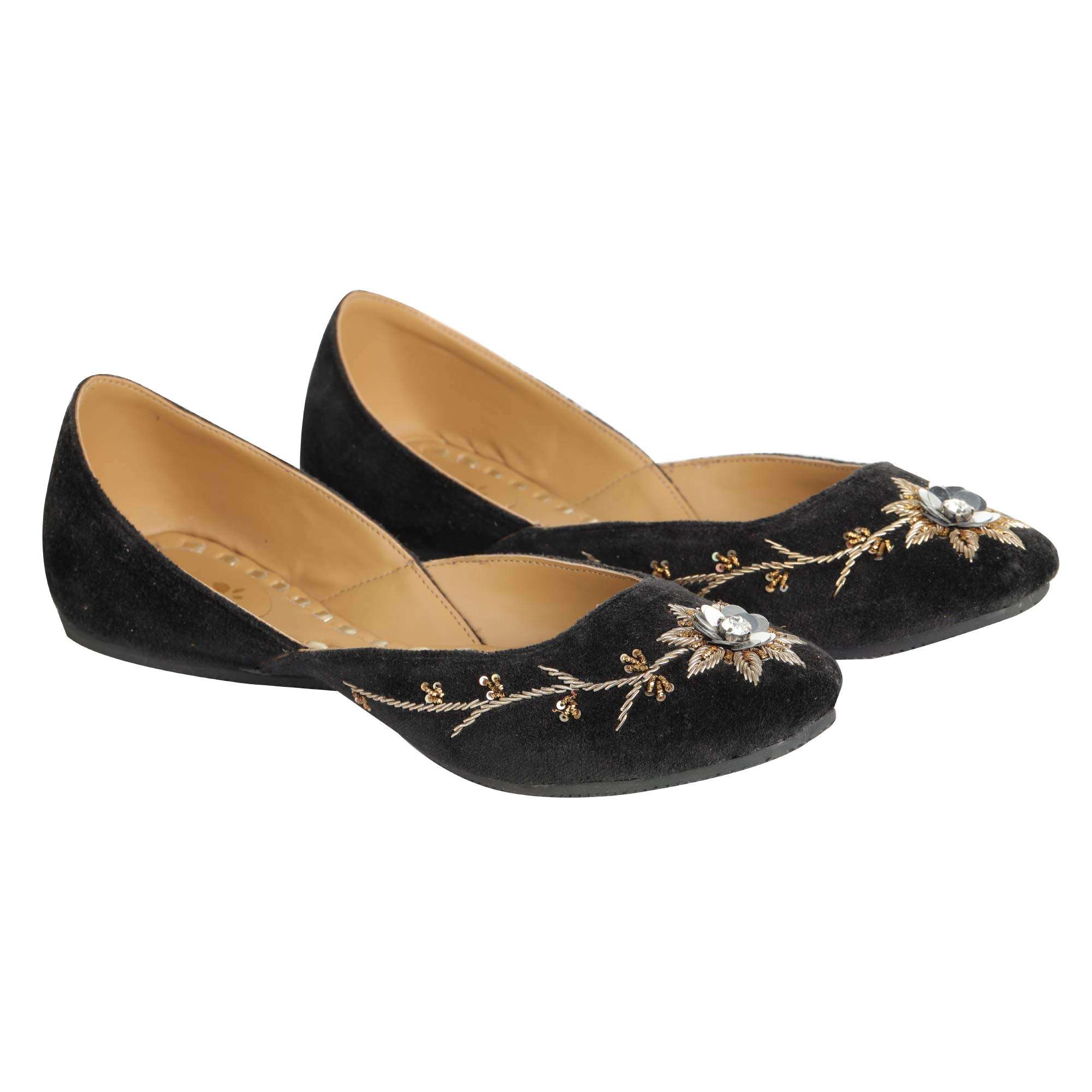 Amica Slexia Women's Leather Jutis & Mojari (Black_Size-7) 6