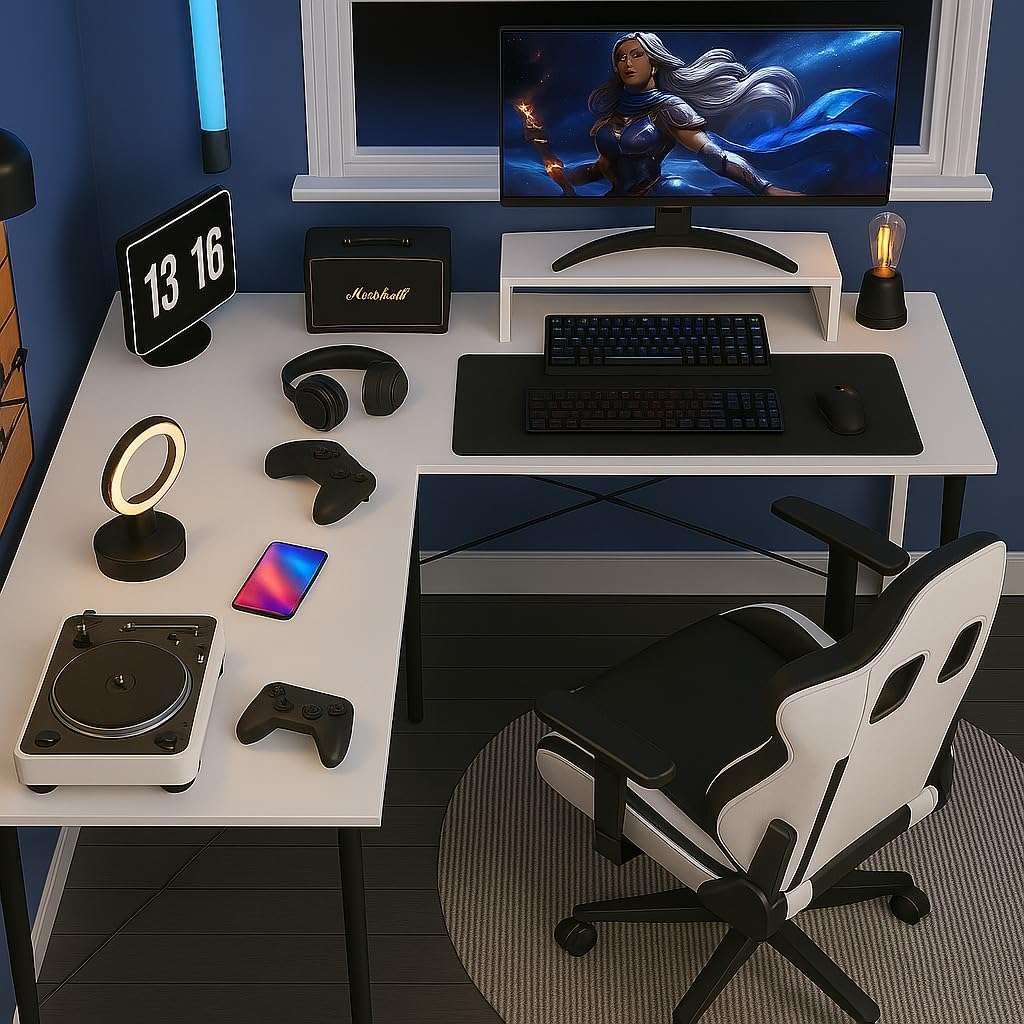 Callas L Shaped Computer Desk - Gaming Corner 50 Inch PC, Computer Corner Desk, Writing Workstation with Wooden Desktop CPU Stand for Home, Office, Room & Small Space (White - ST-22 White(R)) 4