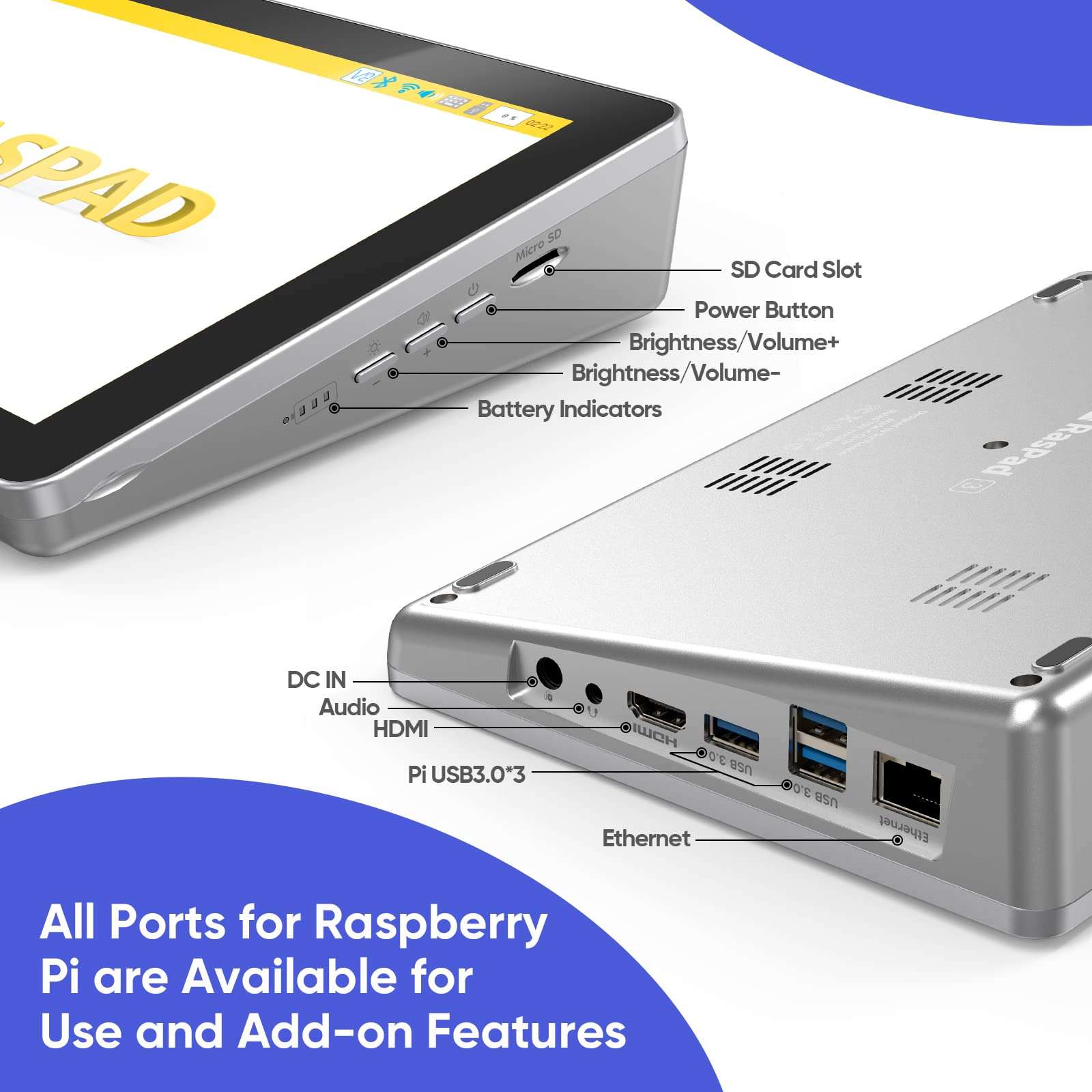 SunFounder RasPad 3.0 - an All-in-One Tablet for Raspberry Pi 4B with 10.1" Touchscreen and Built-in Battery for IoT, Programming, Gaming, 3D Printing Projects 5