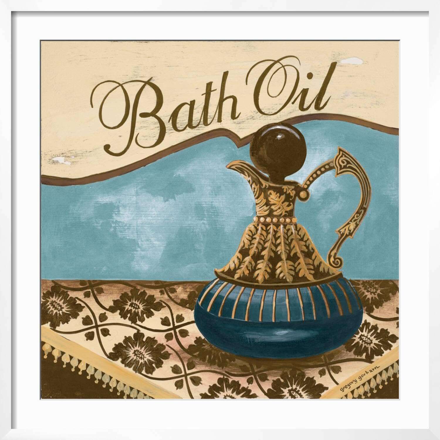 ART.COM Wall Art Print Bath Accessories II - Blue Bath Oil on White Frame by Gregory Gorham, 29" x 29" 3