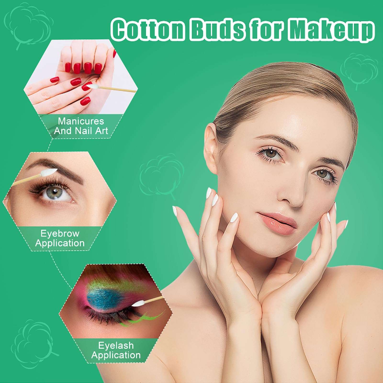 Egaageoi 1000 Count Pointed Cotton Swabs - Double Precision Tips with Bamboo Stick for Beauty and Personal Care - for Eyebrow And Eyelash Application, Manicures And Nail Art, Cleaning Ears And Nose 6