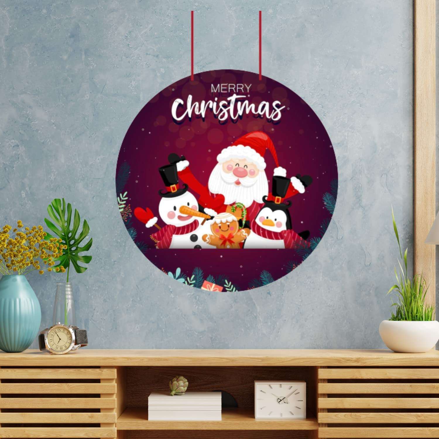 Webelkart® Premium Welcome Merry Christmas Santa Clues Family Printed Wall Hanging/Door Hanging for Home and Christmas Decorations Items| Welcome Wall Hanging (10 Inches) 4