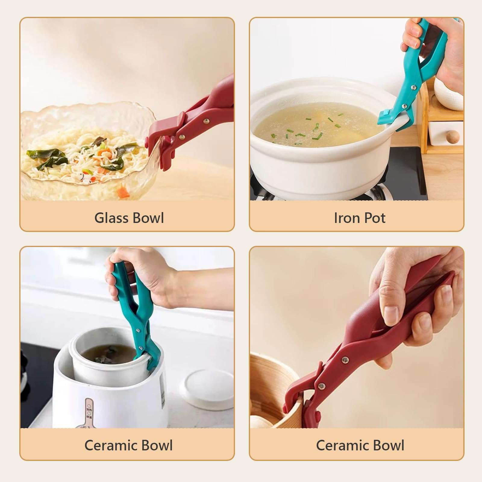 2 Pcs Hot Plate Gripper, Multi-Purpose Anti-Scald Bowl Holder Clip, Hot Bowl Holder, Pan Anti-Scalding Plate Gripper Clips Tongs Clamp for Kitchen 4