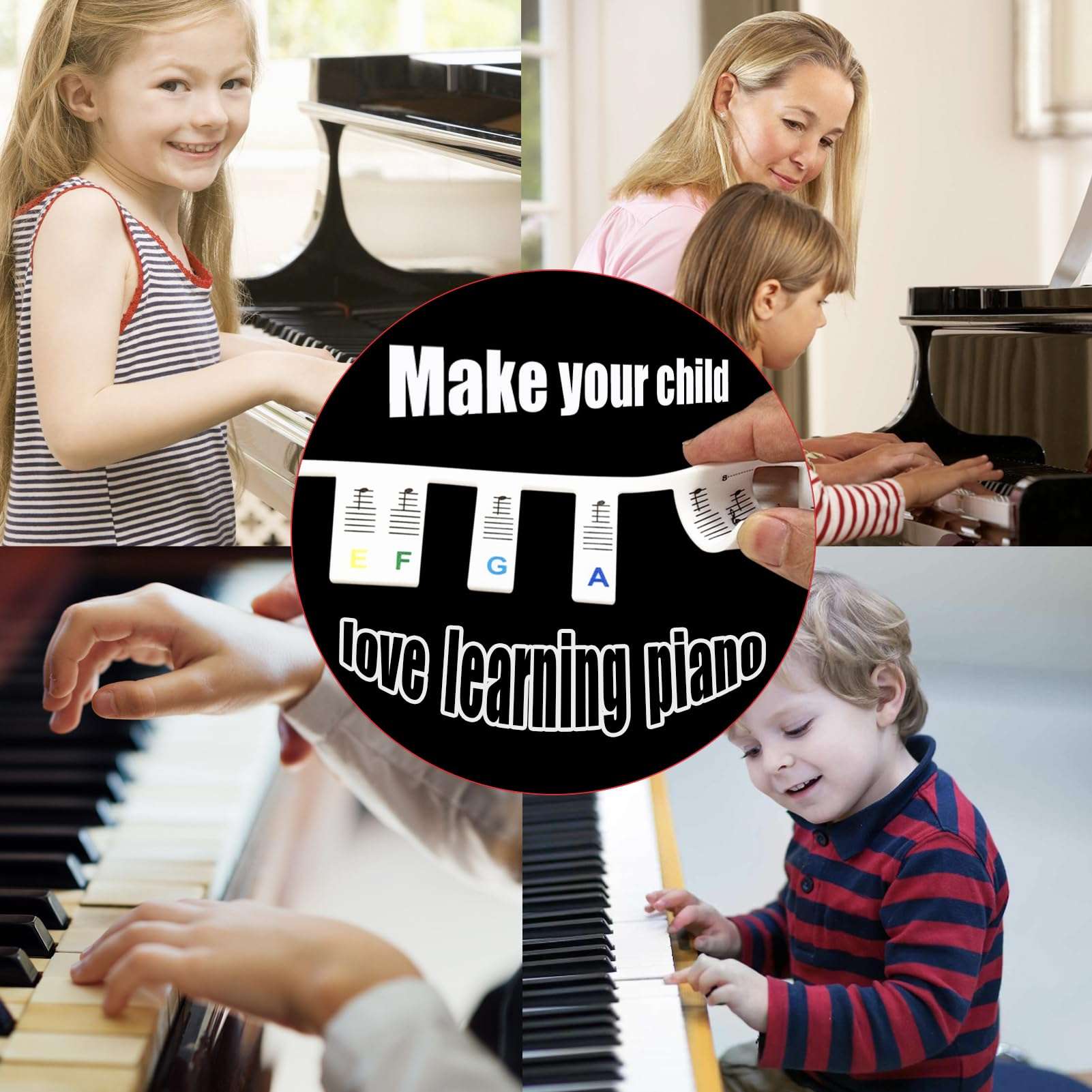 Piano Key Stickers, Removable Piano Keyboard Note Labels, Colorful 88 Key Full Size Silicone Reusable Piano Note Stickers for Beginners, No Need Stickers 4