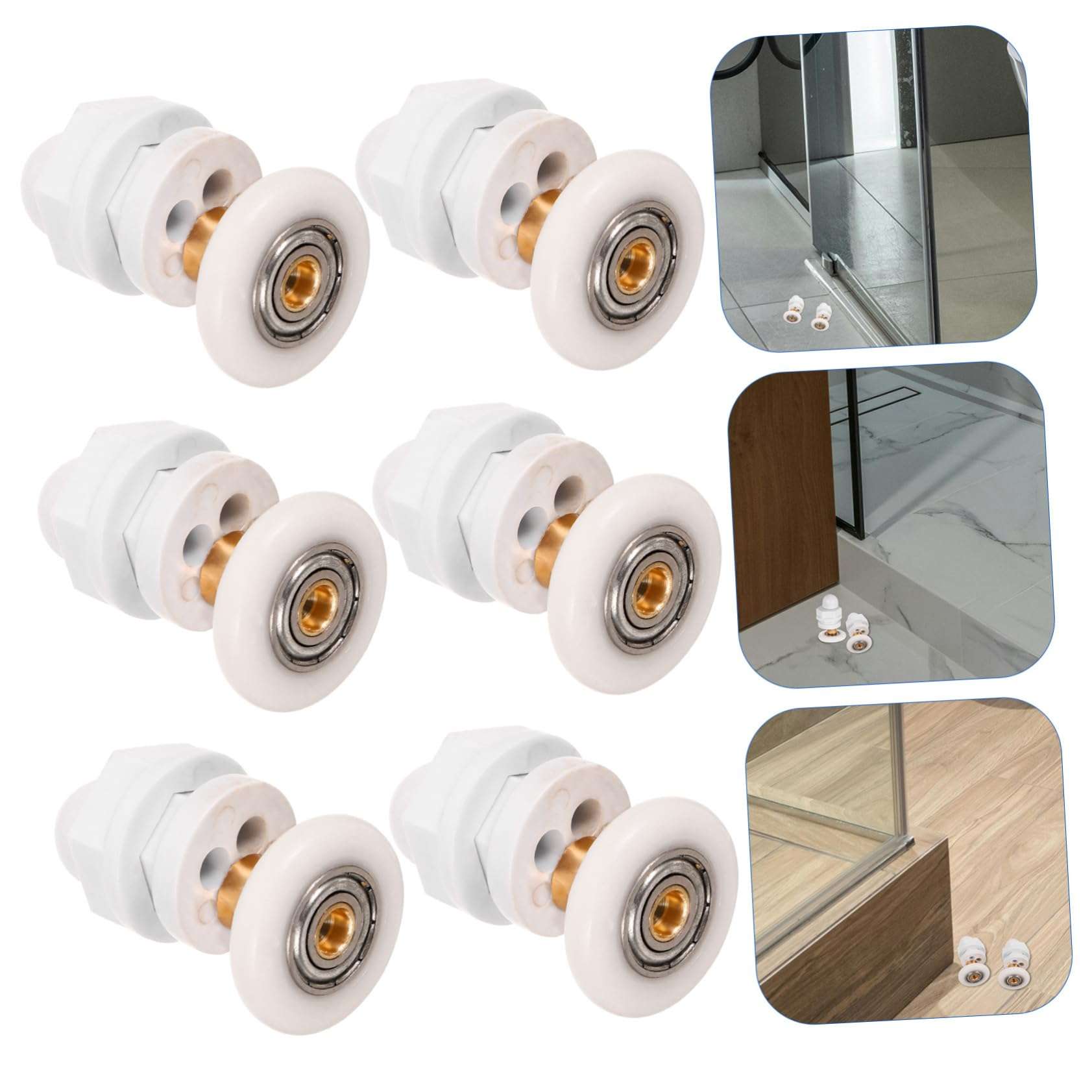 Hohopeti 6pcs Shower Room Pulley Shower Doors Glass Shower Door Rollers Replacement Roller Wheels Sliding Shower Door Wheels Shower Door Parts Shower Door Replacement Parts Nylon 4
