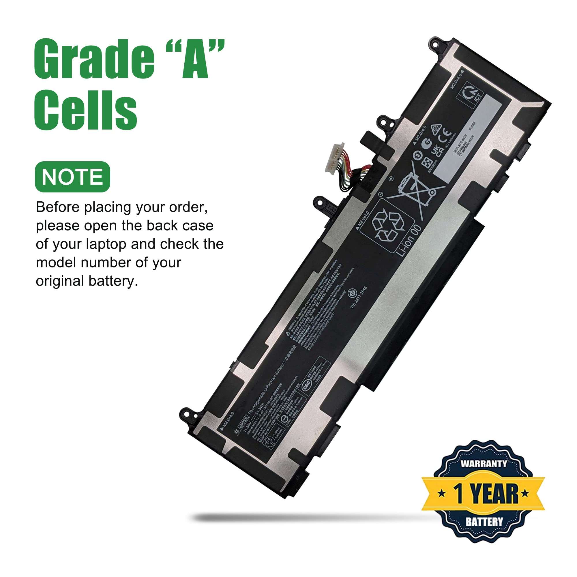 JIAZIJIA WP03XL M73466-005 Laptop Battery Replacement for Hp EliteBook 830 835 840 845 860 865 G9 G10 X360 1040 G9 G10 ZBook Firefly 14 G9 G10 Series Notebook HSTNN-OB2J M64304-AC1 11.58V 51.3Wh 4