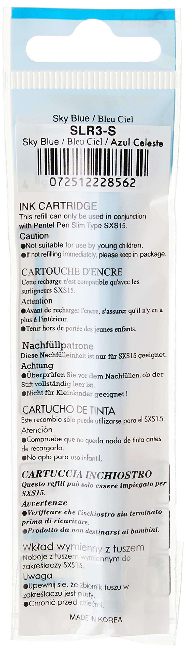 Pentel Refill For Handy-Line S Highlighter, Sky Blue Ink, Box of 12 (SLR3-S) 3