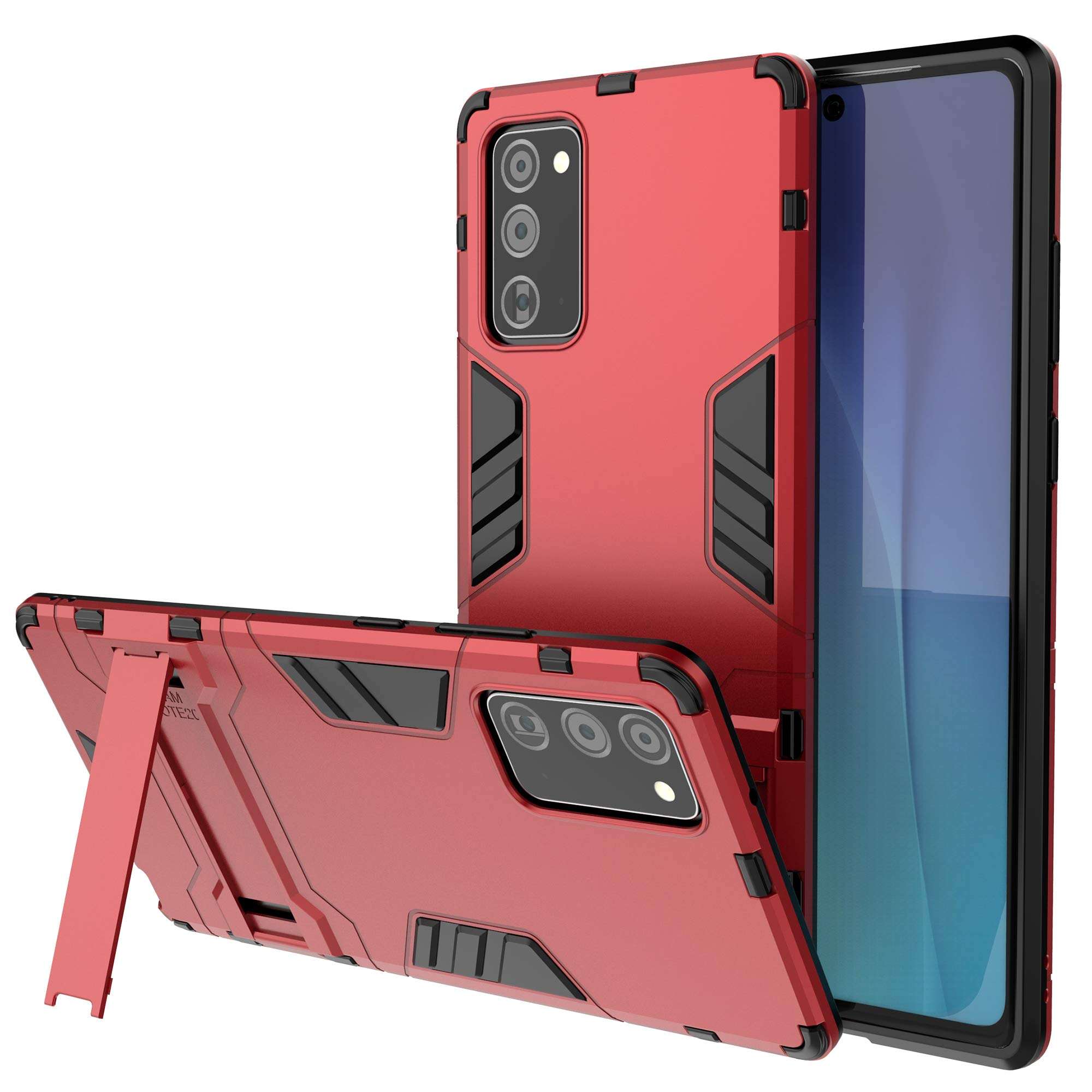 BIBERCAS Kickstand Case for Samsung Galaxy Note 20 5G,Anti-Scratch Shockproof Protective Samsung Note 20 Case,Military Grade Full Body Protection Armor Heavy Duty Case for Galaxy Note 20 2020-Red 2