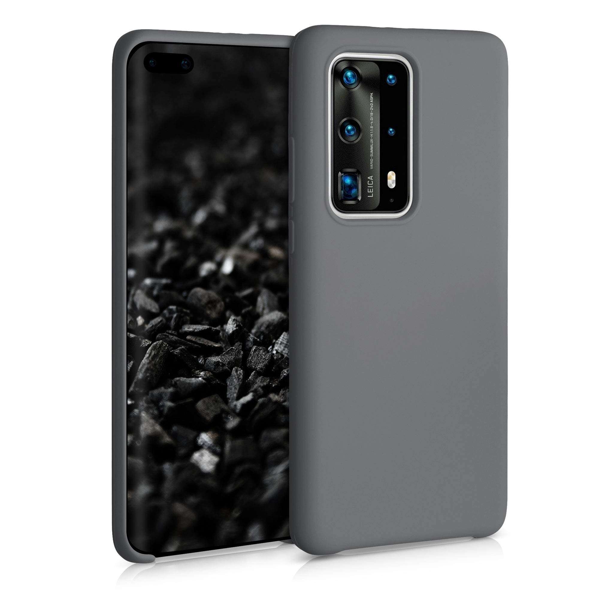 kwmobile TPU Silicone Case Compatible with Huawei P40 Pro Plus - Case Slim Phone Cover with Soft Finish - Titanium Grey 1