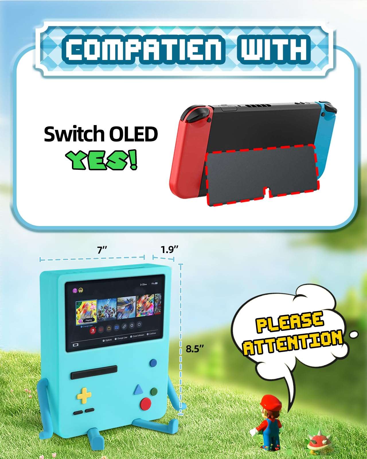 Miss Adola Stand for Switch OLED Accessories Cartoon Cute Soft Silicone Portable Dock for Nintendo OLED Playstand Games Room Decor Unique for Game Lover Teen Girls Boys Kids 3