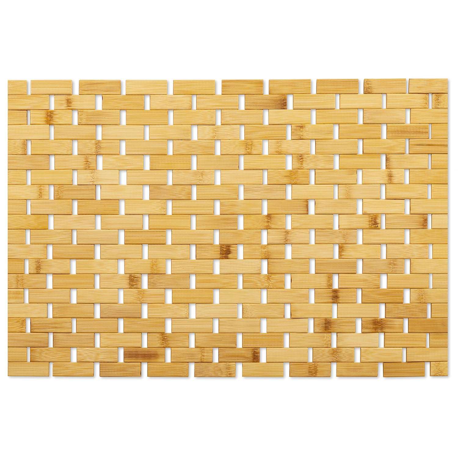 JforSJizT Natural Bamboo Bath Mat with Anti Slip Pads,Bathroom Shower and Bathtub Floor Mats Bath Rugs,Wooden Non Slip Water Proof Mat,Use for Kitchen Bedroom Toilet Doormat Pet Mat Floor Rug 1