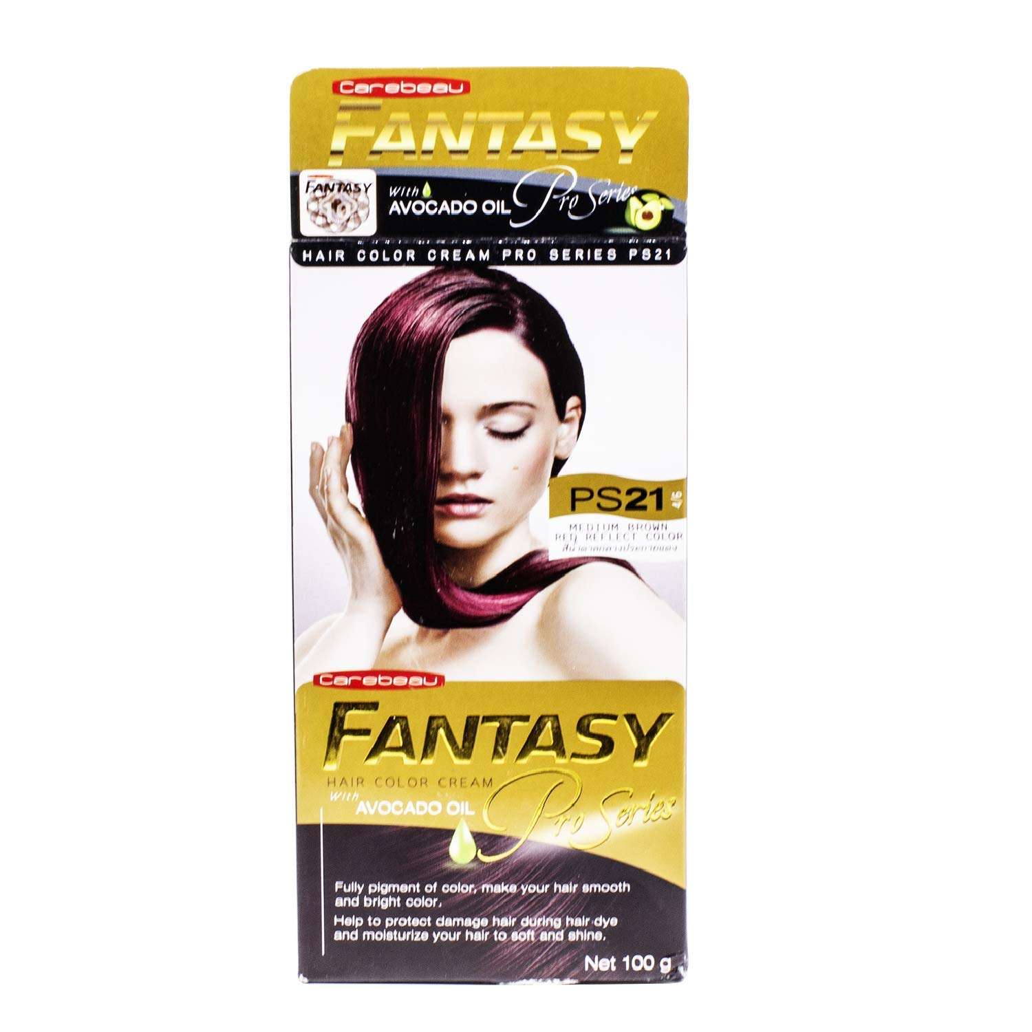 Carebeau Fantasy Hair Color Cream Pro Series PS21 Hair Color (Medium Brown Red Reflect) 1