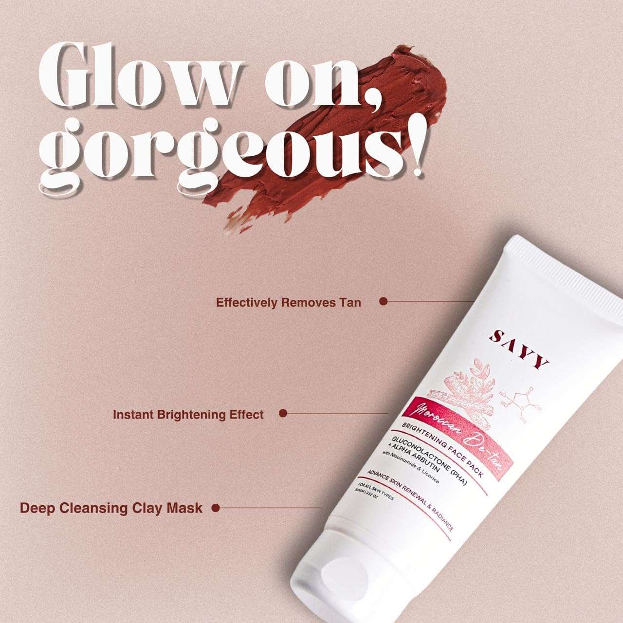 SAYY Moroccan DeTan Brightening Face Pack for Advance Skin Renewal Radiance Clay Mask (1) 5