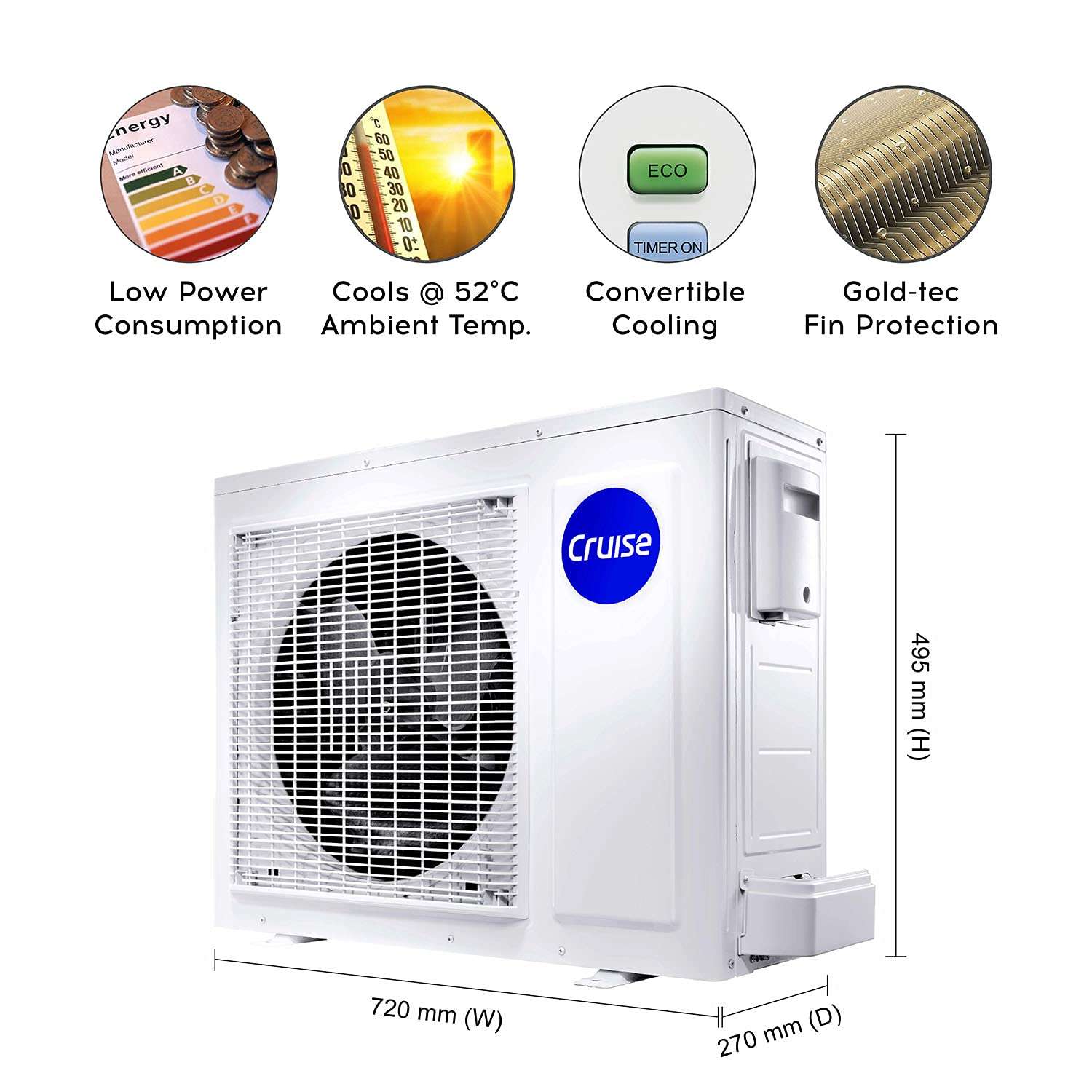 Cruise 1 Ton 3 star Inverter Split AC with 3 Stage Air Filtration (Copper, CWCVMF-VQ3P123, White, Dehumidifier, Varioqool Inverter) 4