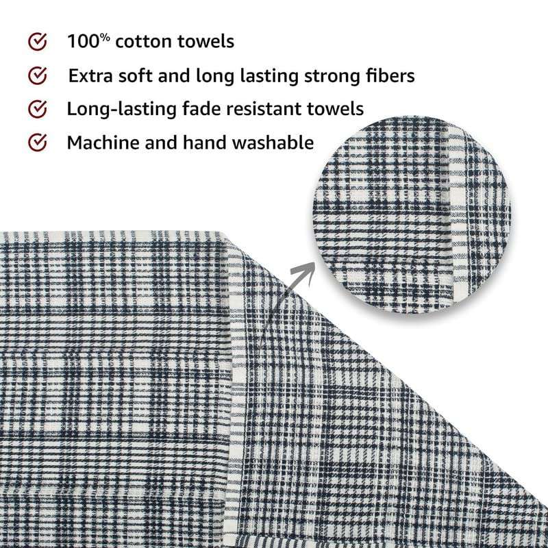 Rise n Shine Lining Kitchen Utensils Dish Cleaning Towel Cloth Napkin 270 GSM High Absorbant Machine Washable Multipurpose Superior Cotton 40 X 60 cm Pack of 6 (Black) 3