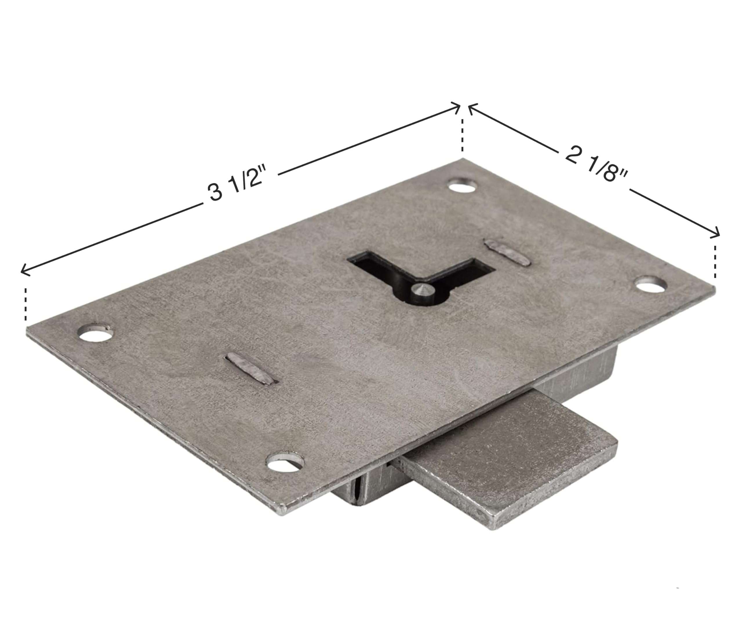 Heavy Steel Flush Mount Wardrobe or Cabinet Door Lock with Key - 2 1/8" Wide x 3 1/2" High - Vintage Lock and Key for Furniture Doors and Drawers | SL5-S 2
