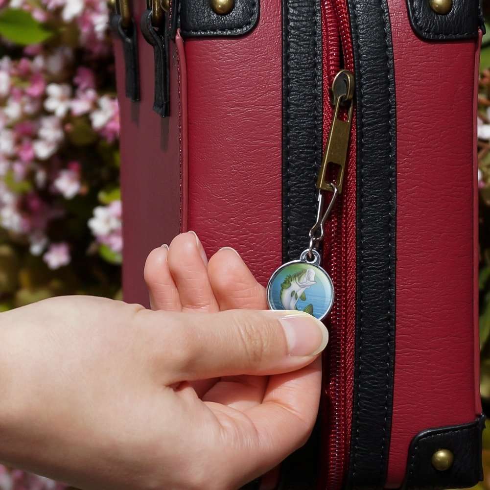 Bass Fish Jumping out of Water Fishing Jacket Handbag Purse Luggage Backpack Zipper Pull Charm 4