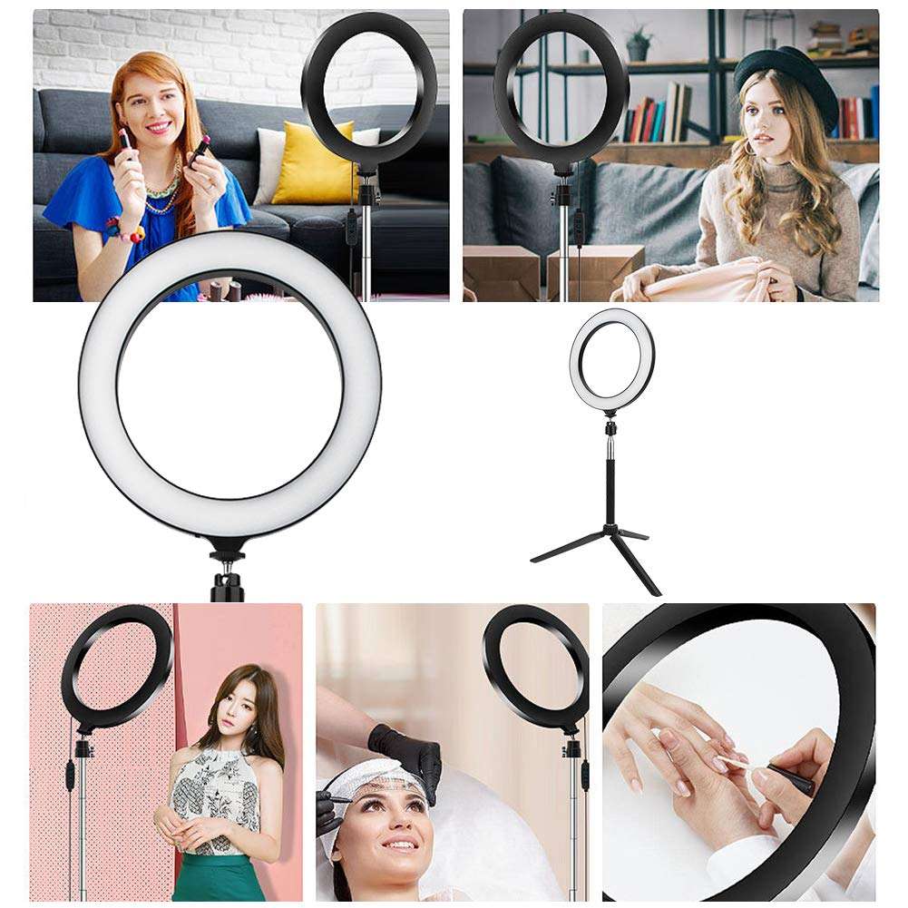 20 inch LED Dimmable Ring Fill Light Video Camera Selfie Light Kit,with Tripod Phone Holder Tripod,Support 3200K-5500K Dimmable 3 Colors 10 Brightness for YouTube Video Makeup 2