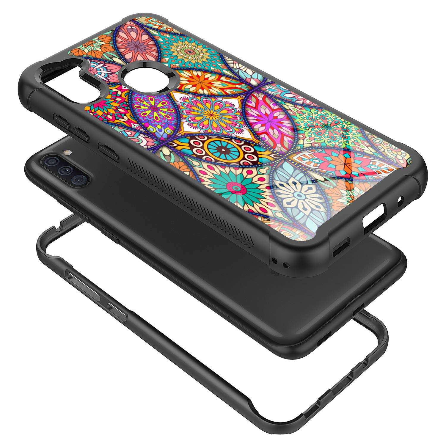 Rosebono Compatible with Samsung Galaxy A21 Case, Slim Hybrid Dual Layer Shockproof Hard Cover Graphic Fashion Cute Colorful Silicone Skin Cover Armor Case for Samsung Galaxy A21 (White Marble) 3