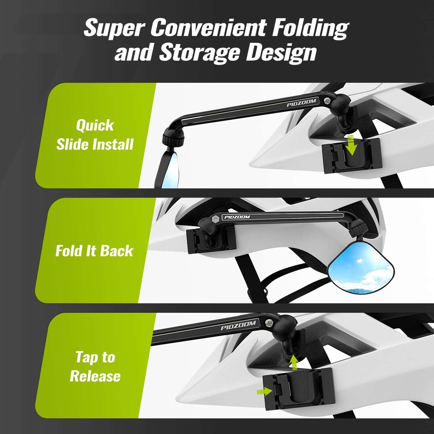 PIDZOOM Bike Helmet Mirror for Cycling- 360° Adjustable and Rotatable Safe Rearview Helmet Mirror for Bicycle Riding Accessories and Other Outdoor Activities, Easy to Install 5