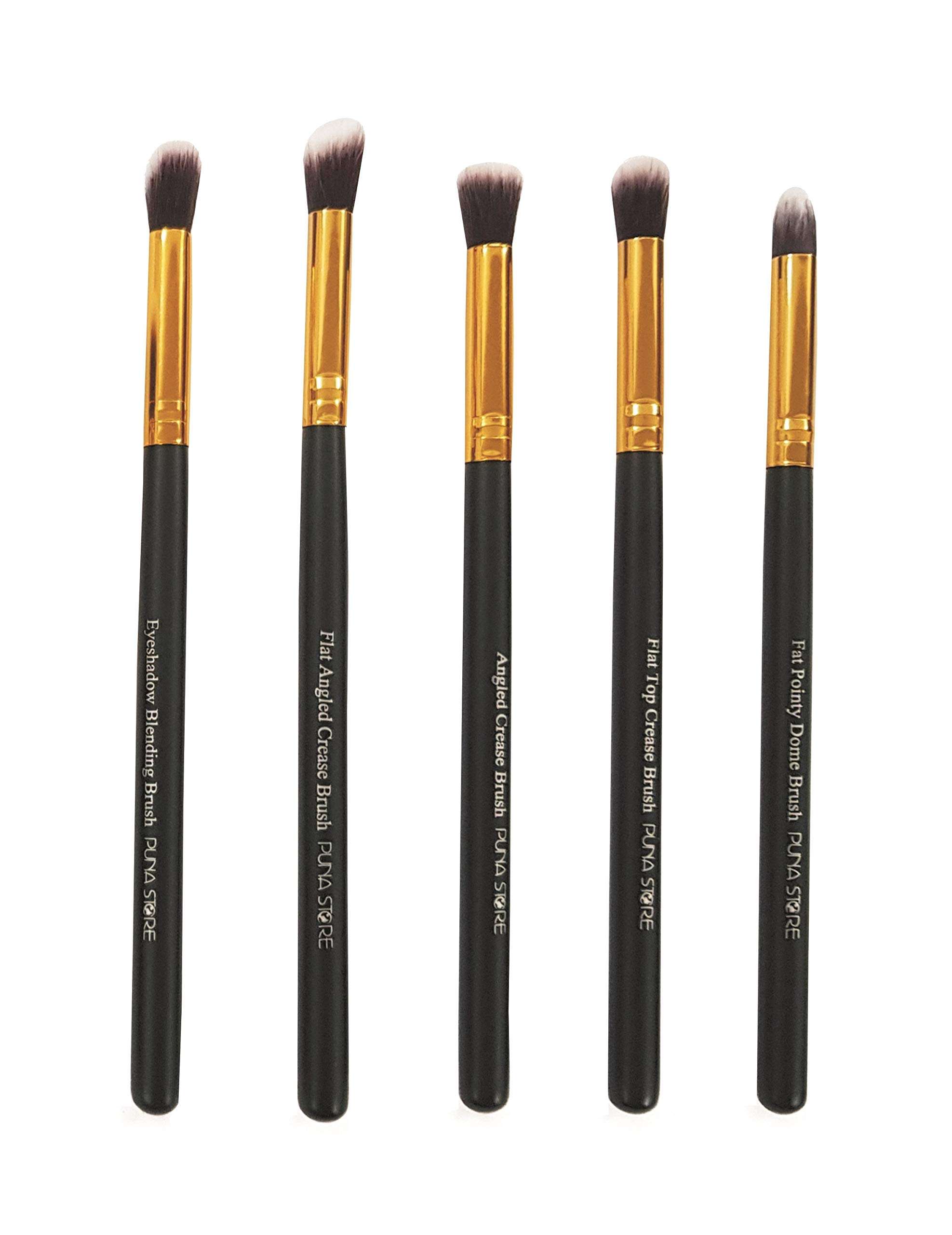 Puna Store® 5 piece Eye Shadow Brush Set (Black+Gold)