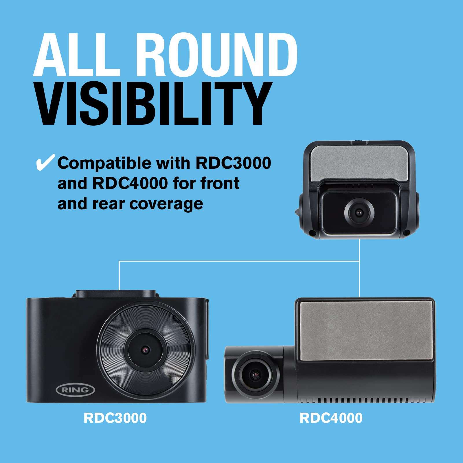 Ring Automotive RSDCR1000 Rearview Smart Dash Cam Full HD 1080p 30fps Rear car Camera dashcam, Black 3