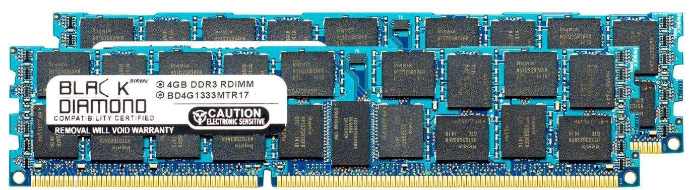 8GB 2X4GB Memory RAM for Fujitsu PRIMERGY RX100 S6 DDR3 RDIMM 240pin PC3-10600 1333MHz Black Diamond Memory Module Upgrade 1