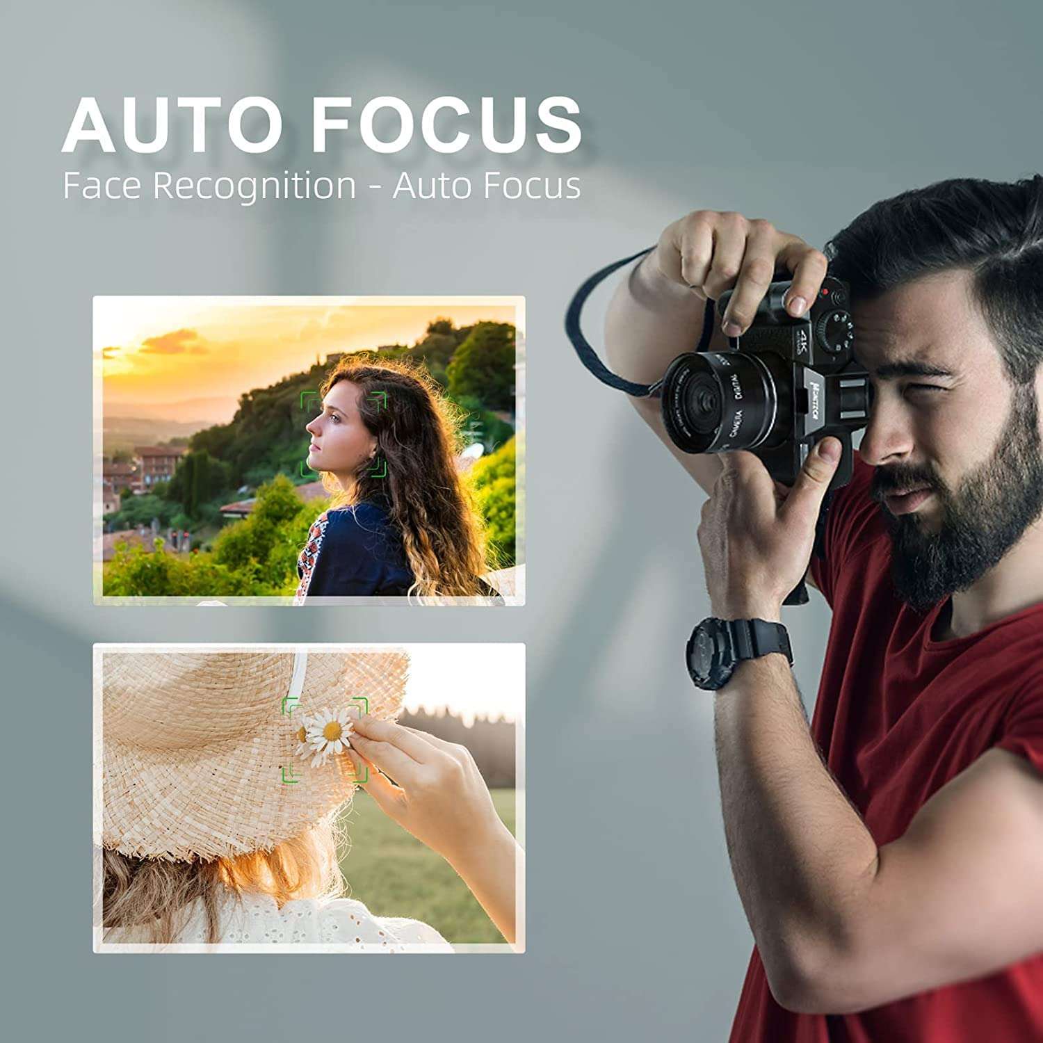 Monitech Digital Camera for Photography and Video, 4K 48MP Vlogging Camera for YouTube with 180° Flip Screen,16X Digital Zoom, 2 Batteries（WT,S100,Black ） 4