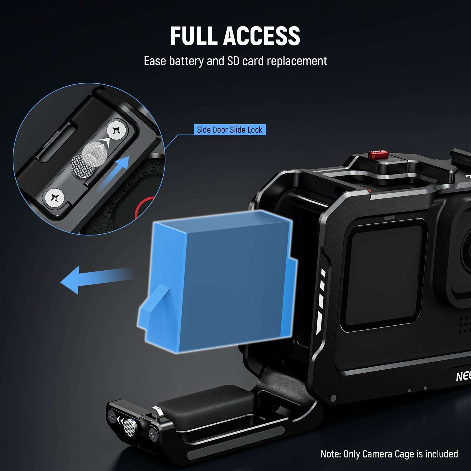 NEEWER Metal Video Rig Cage for GoPro Hero 12 11 10 9, Compatible with SmallRig DJI Quick Release Adapter Mount & Max Lens Mod, Cold Shoes for Light Mod & Mic, Removable Battery Door, AC007 5